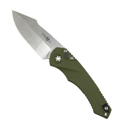 Heretic H054-2A-GRN Mini Pariah Auto Stonewash Singe Edge OD Green