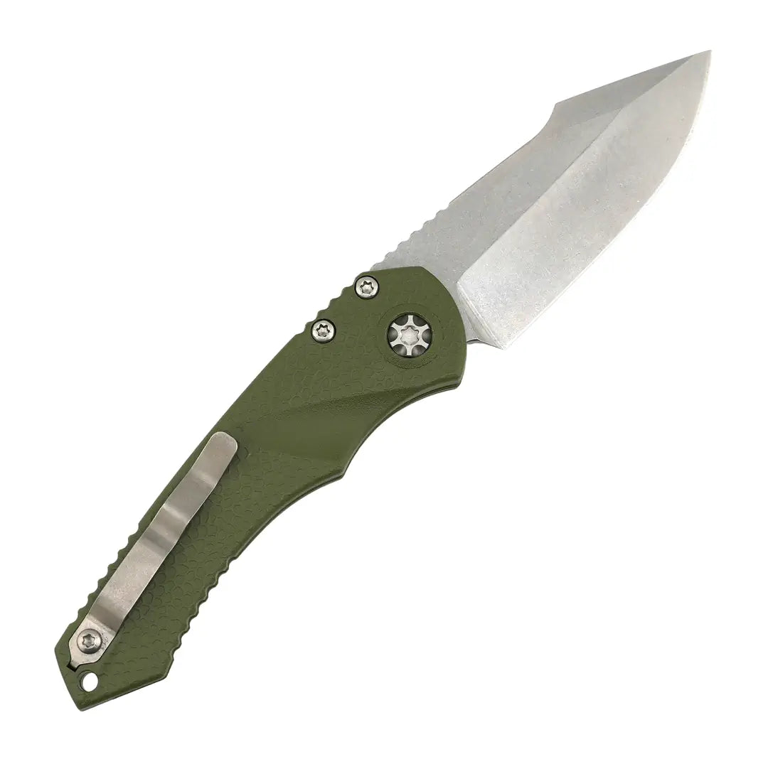 Heretic H054-2A-GRN Mini Pariah Auto Stonewash Singe Edge OD Green