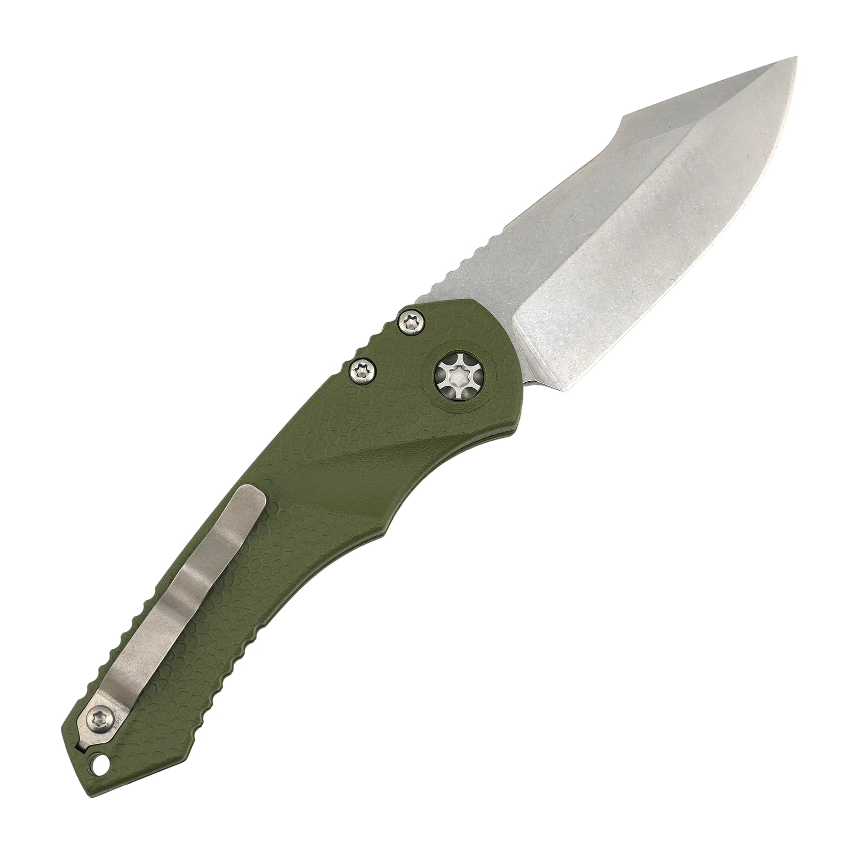 Heretic H054-2A-GRN Mini Pariah Auto Stonewash Singe Edge OD Green