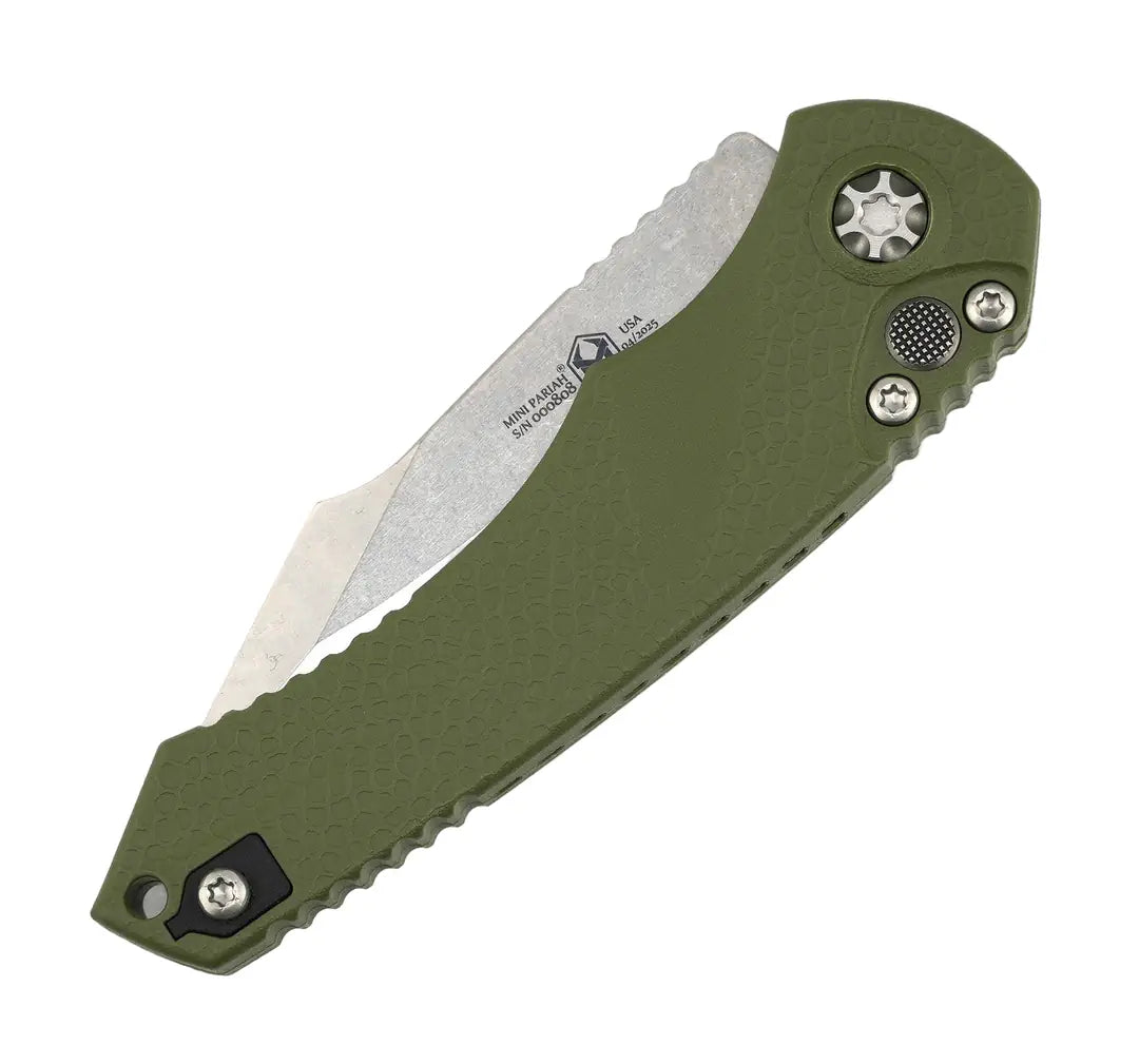 Heretic H054-2A-GRN Mini Pariah Auto Stonewash Singe Edge OD Green
