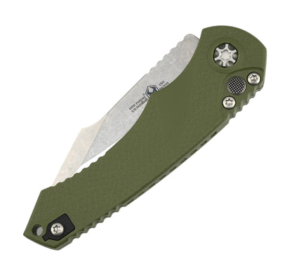 Heretic H054-2A-GRN Mini Pariah Auto Stonewash Singe Edge OD Green