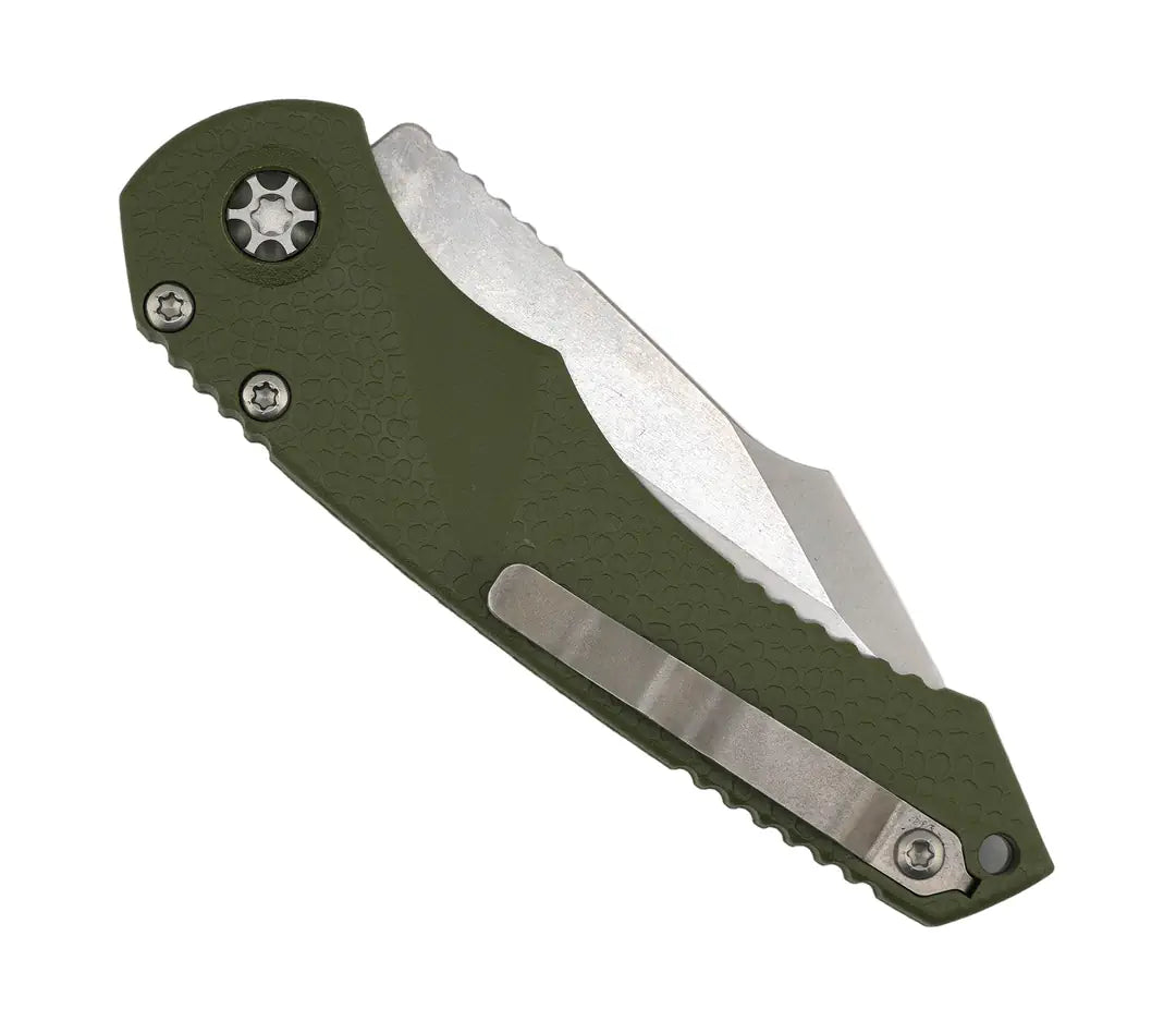 Heretic H054-2A-GRN Mini Pariah Auto Stonewash Singe Edge OD Green