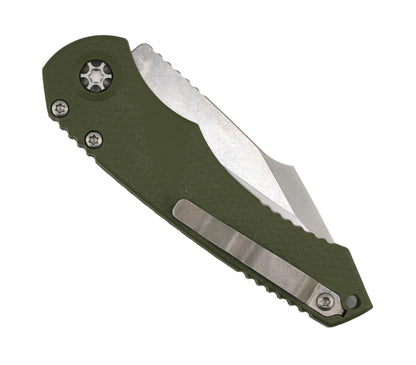 Heretic H054-2A-GRN Mini Pariah Auto Stonewash Singe Edge OD Green
