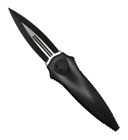 Asheville Steel Warlock Cerakote Black Handles Ti Clip Gravity Knife S35VN (USA)