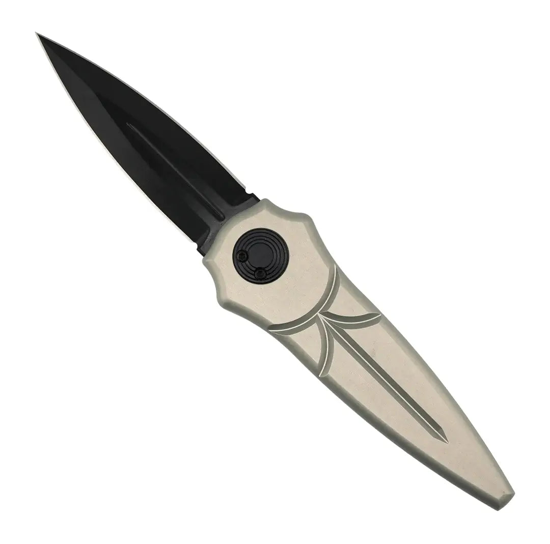 Asheville Steel Warlock Cerakote Grey Handles Ti Clip Gravity Knife S35VN (USA)