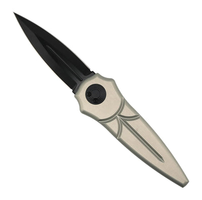 Asheville Steel Warlock Cerakote Grey Handles Ti Clip Gravity Knife S35VN (USA)