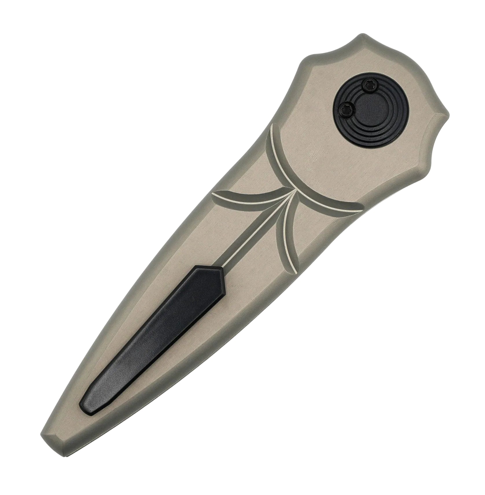 Asheville Steel Warlock Cerakote Grey Handles Ti Clip Gravity Knife S35VN (USA)