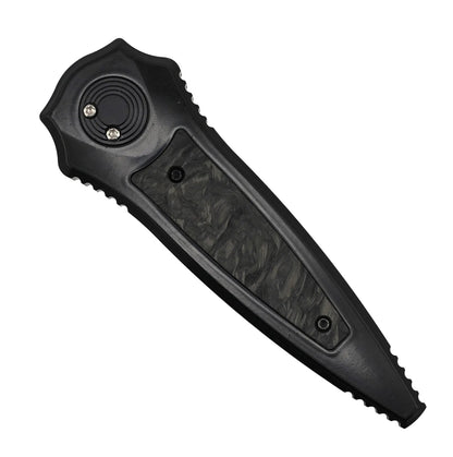 Asheville Steel Warlock Cerakote Black Carbon Fiber Handles Ti Clip Gravity Knife S35VN (USA)