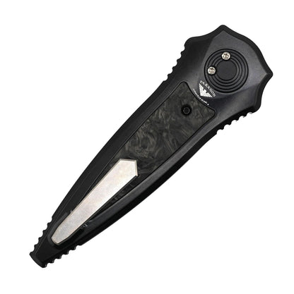 Asheville Steel Warlock Cerakote Black Carbon Fiber Handles Ti Clip Gravity Knife S35VN (USA)