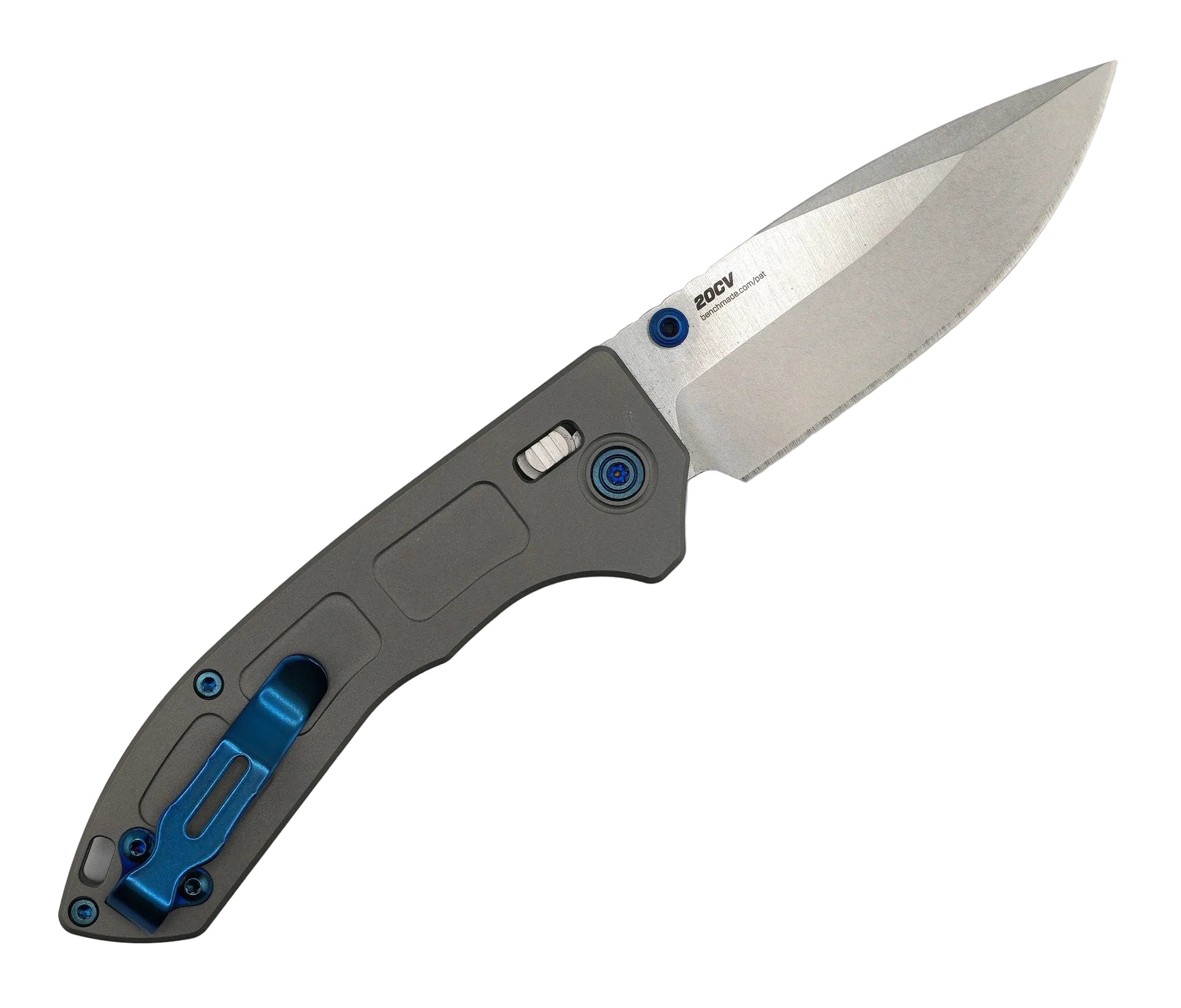Benchmade 743 Mini Narrows Axis Folding Knife Stonewash Drop Point Titanium Blue Accents