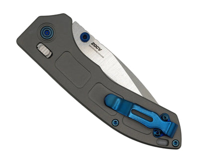Benchmade 743 Mini Narrows Axis Folding Knife Stonewash Drop Point Titanium Blue Accents