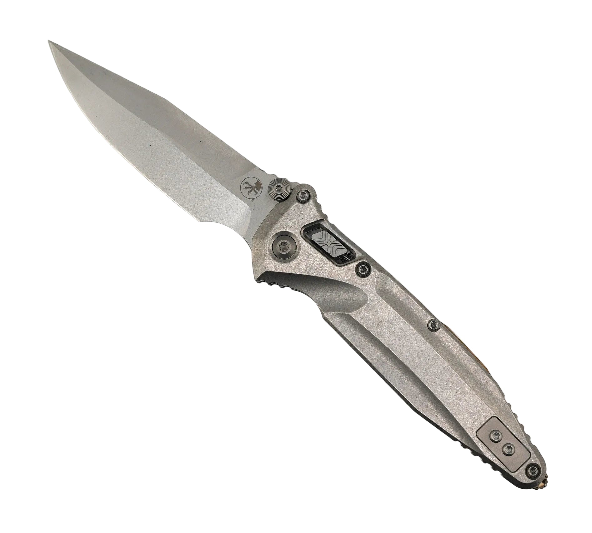 Microtech 159RL-10SMS2 Marfione Select Socom Delta RAM-LOK Folding Knife 4" M390MK Stonewashed Blade Contoured Titanium Handles Bronze Accents Reversible Clip