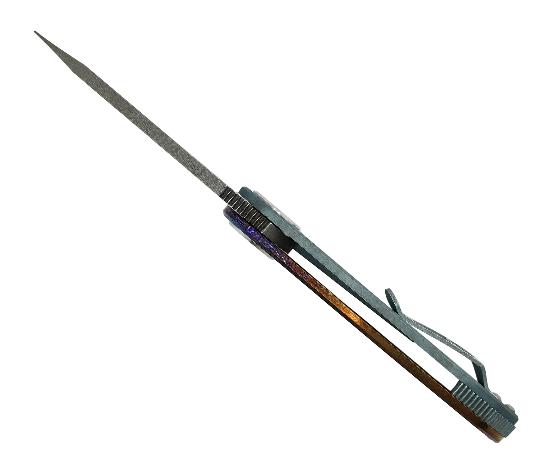 Custom Curtiss F3 Medium Slicer Non-Flipper Stonewash MagnaCut Blade w/ Custom Heat Anodization