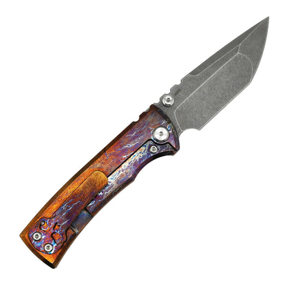 Folding knife with a wooden handle on a white background