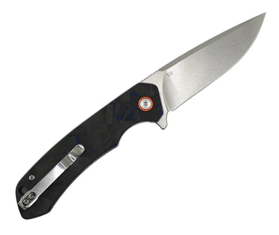 FreeTiger Satin Blade Carbon Fiber Blue Black Handle Liner Lock Pocket Folding Knife