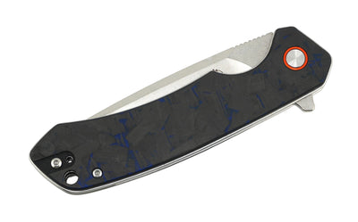 FreeTiger Satin Blade Carbon Fiber Blue Black Handle Liner Lock Pocket Folding Knife