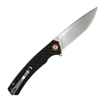 FreeTiger Satin Blade Textured Black OD Green Handle Liner Lock Pocket Folding Knife
