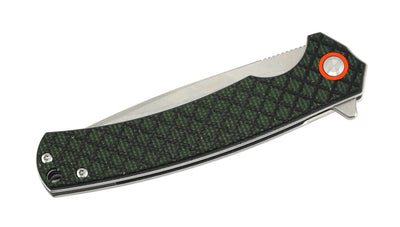 FreeTiger Satin Blade Textured Black OD Green Handle Liner Lock Pocket Folding Knife