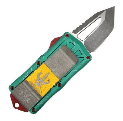 Microtech Exocet Bounty Hunter OTF AUTO Knife 1.98" Apocalyptic Tanto Blade, Green Apoc