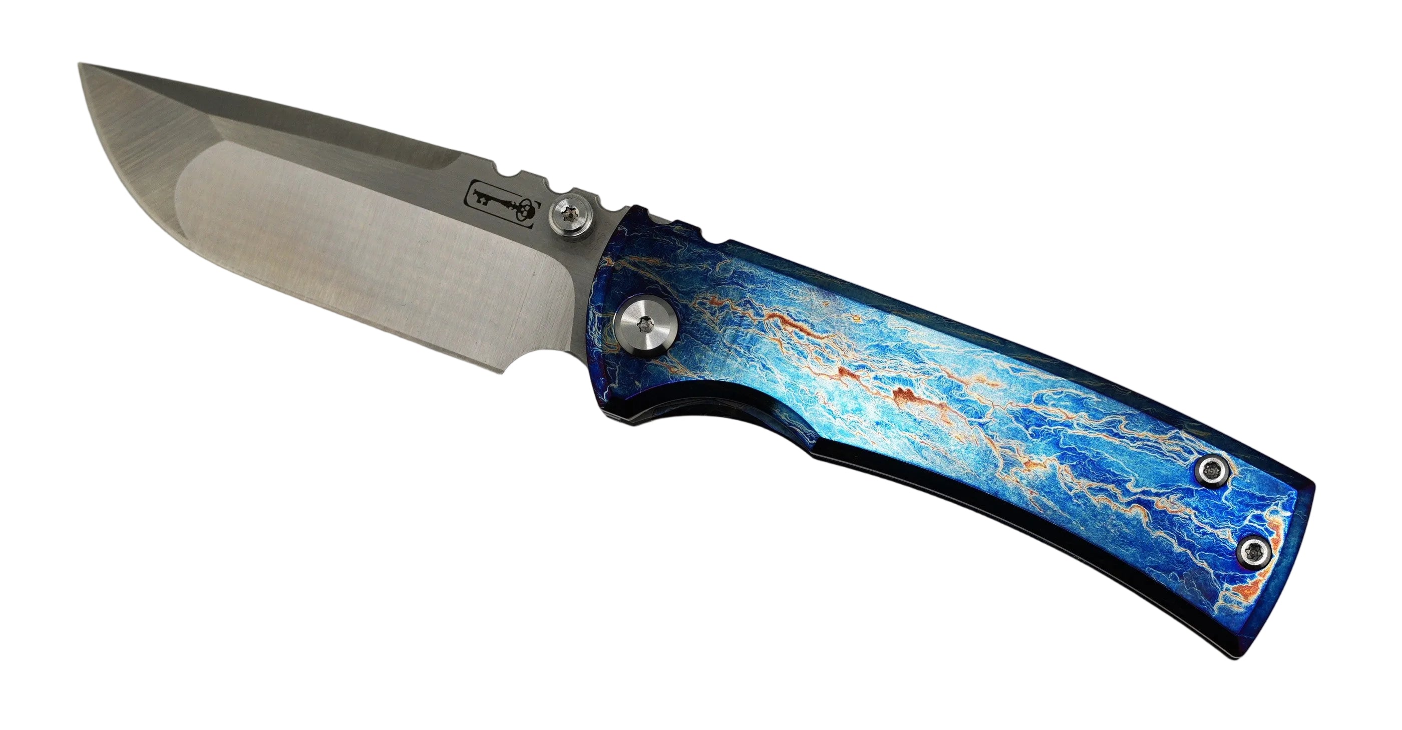 Chaves Redencion Street Custom Titanium Drop Point Knife "LightningStrike"