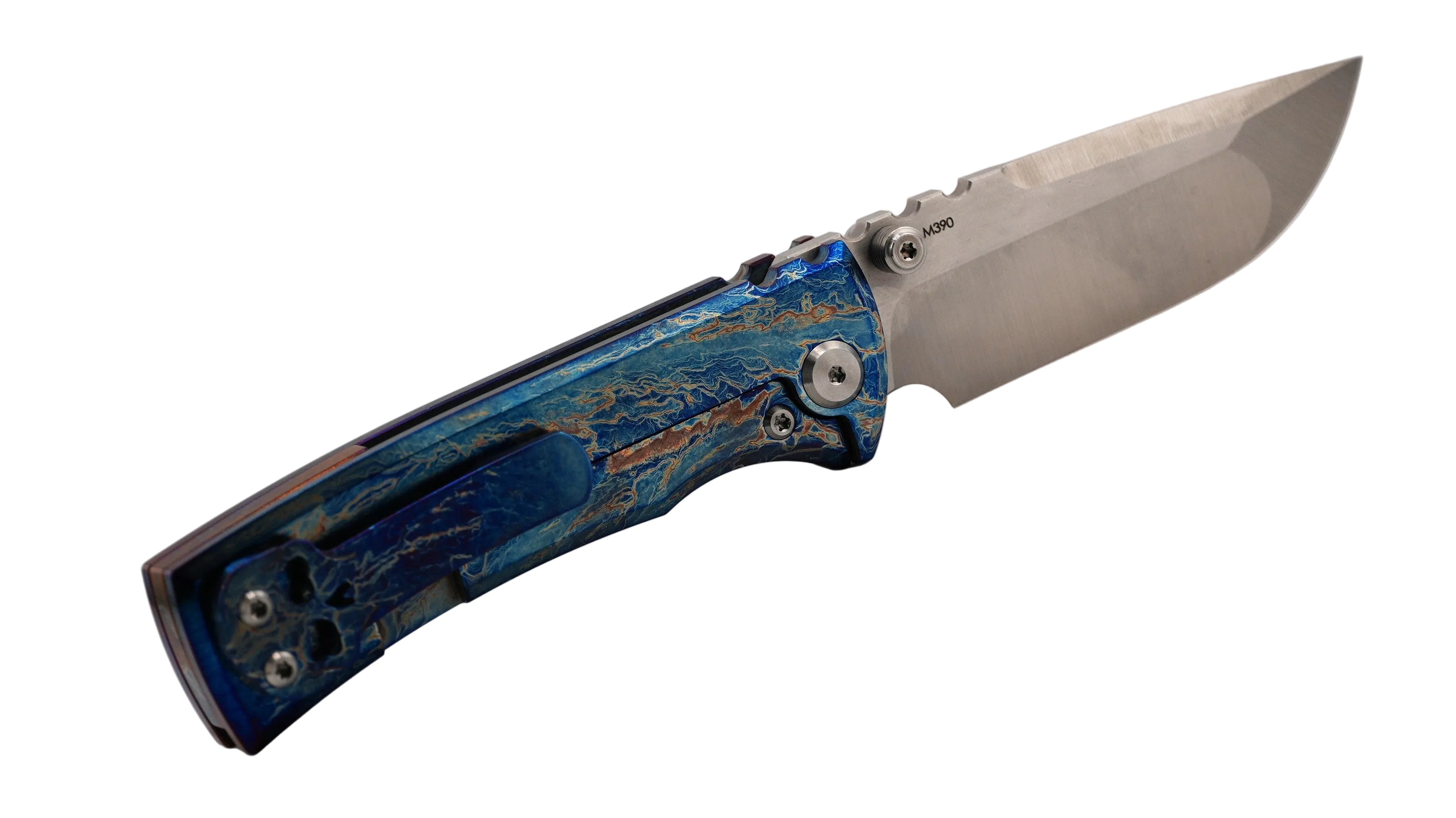 Chaves Redencion Street Custom Titanium Drop Point Knife "LightningStrike"