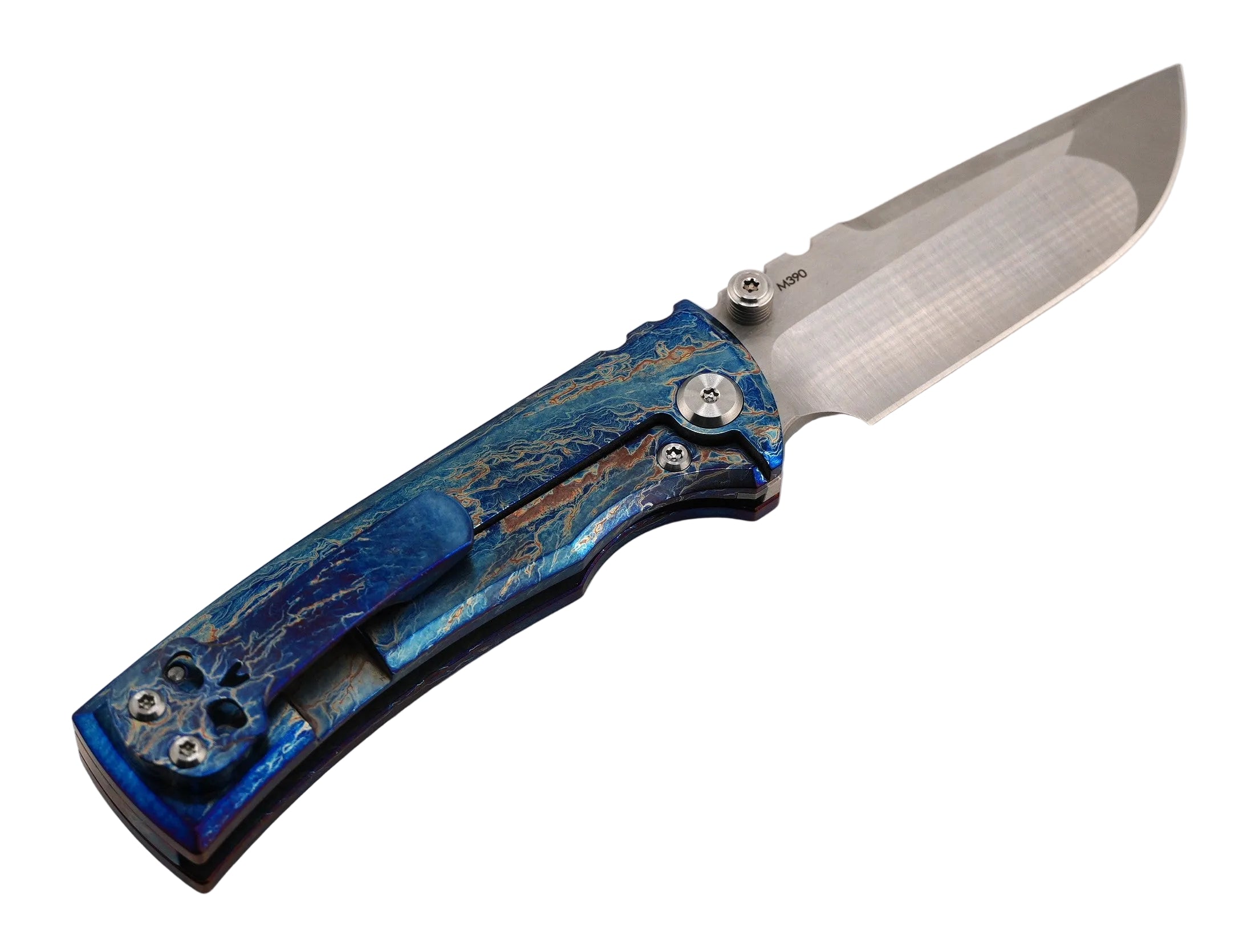 Chaves Redencion Street Custom Titanium Drop Point Knife "LightningStrike"