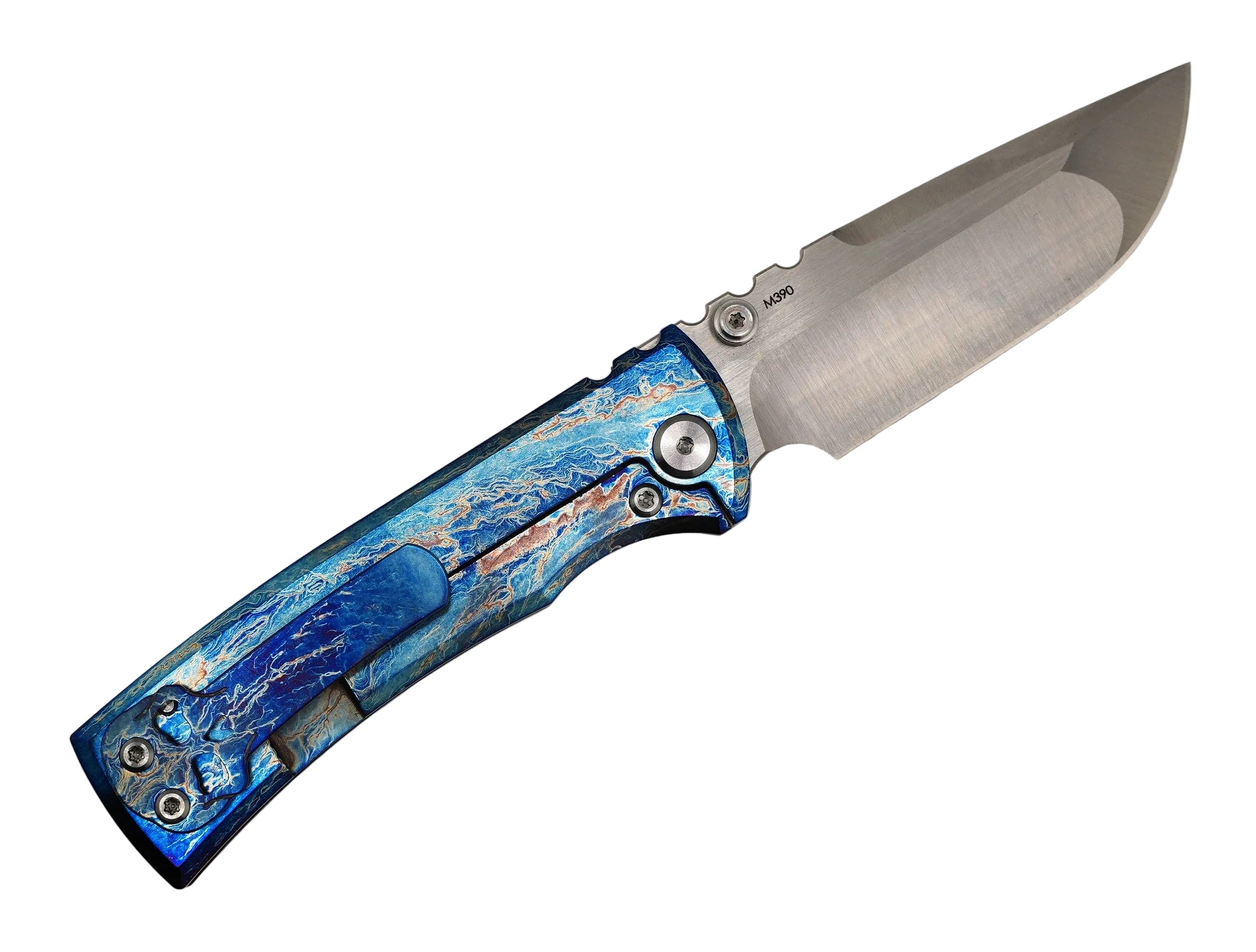 Chaves Redencion Street Custom Titanium Drop Point Knife "LightningStrike"