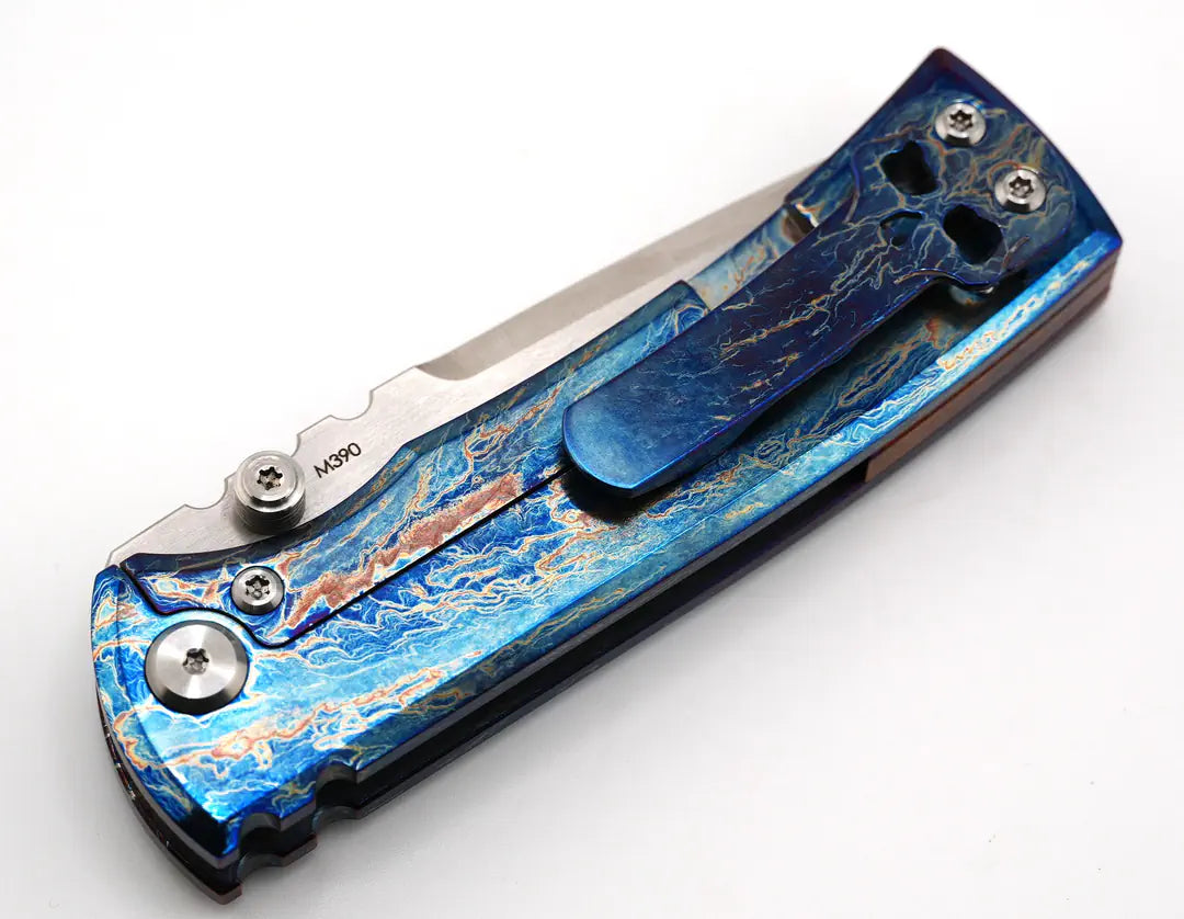 Chaves Redencion Street Custom Titanium Drop Point Knife "LightningStrike"