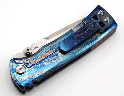 Chaves Redencion Street Custom Titanium Drop Point Knife "LightningStrike"