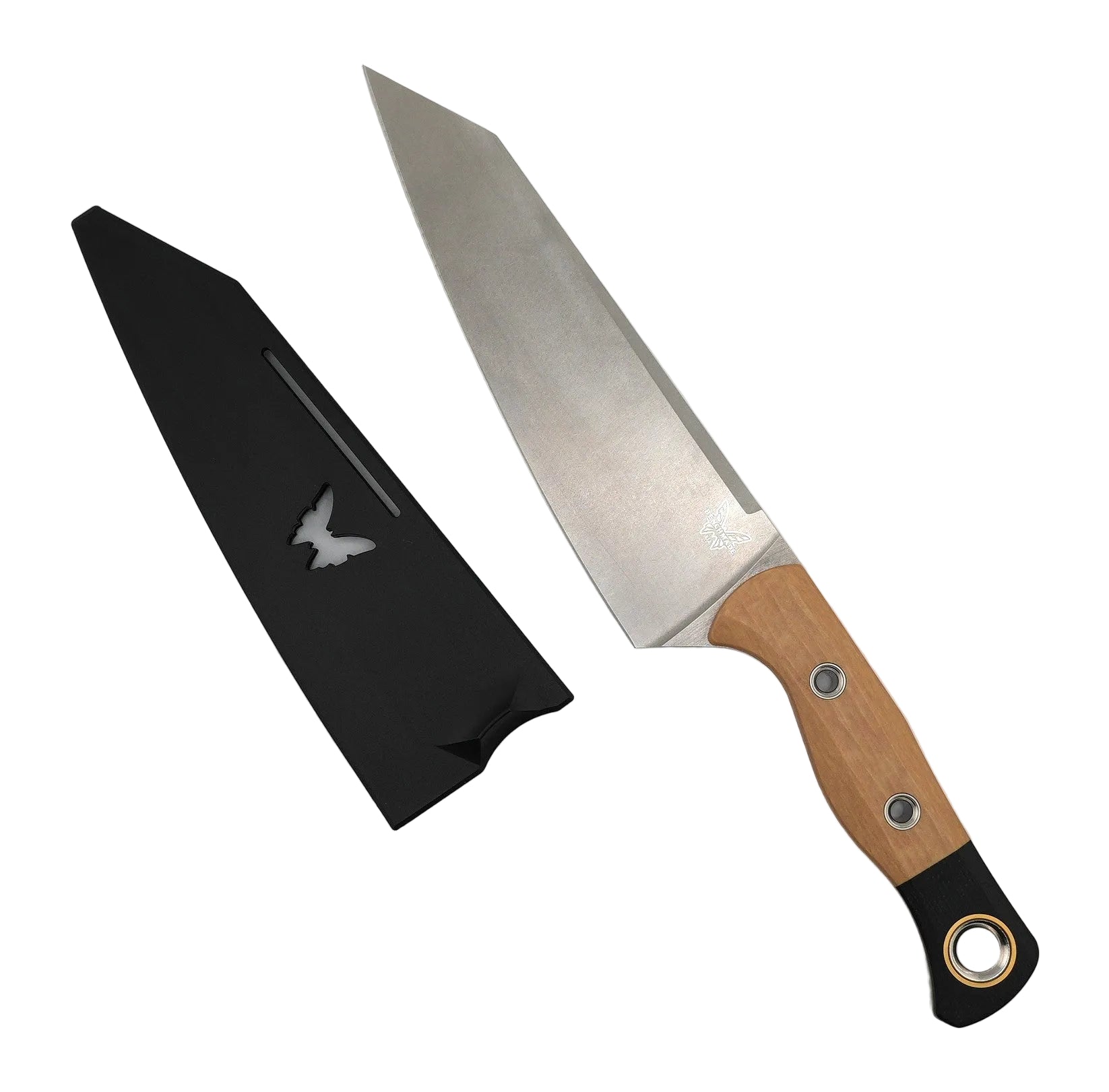 Benchmade 4070-02 Wildcoast Master Utility Kitchen Fixed Blade 6.83" CPM 154-Stonewashed w/ Maple Valley Richlite - Black G10 Bolster