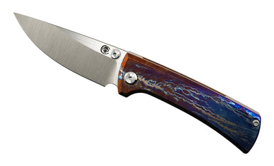 Custom Chaves Knives RCK9 Frame Lock Knife Heat Antropic Titanium 3.25" Satin M390 (Poison Dart)