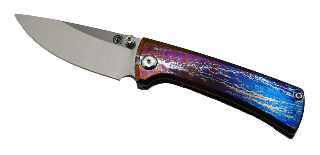 Custom Chaves Knives RCK9 Frame Lock Knife Heat Antropic Titanium 3.25" Satin M390 (Poison Dart)