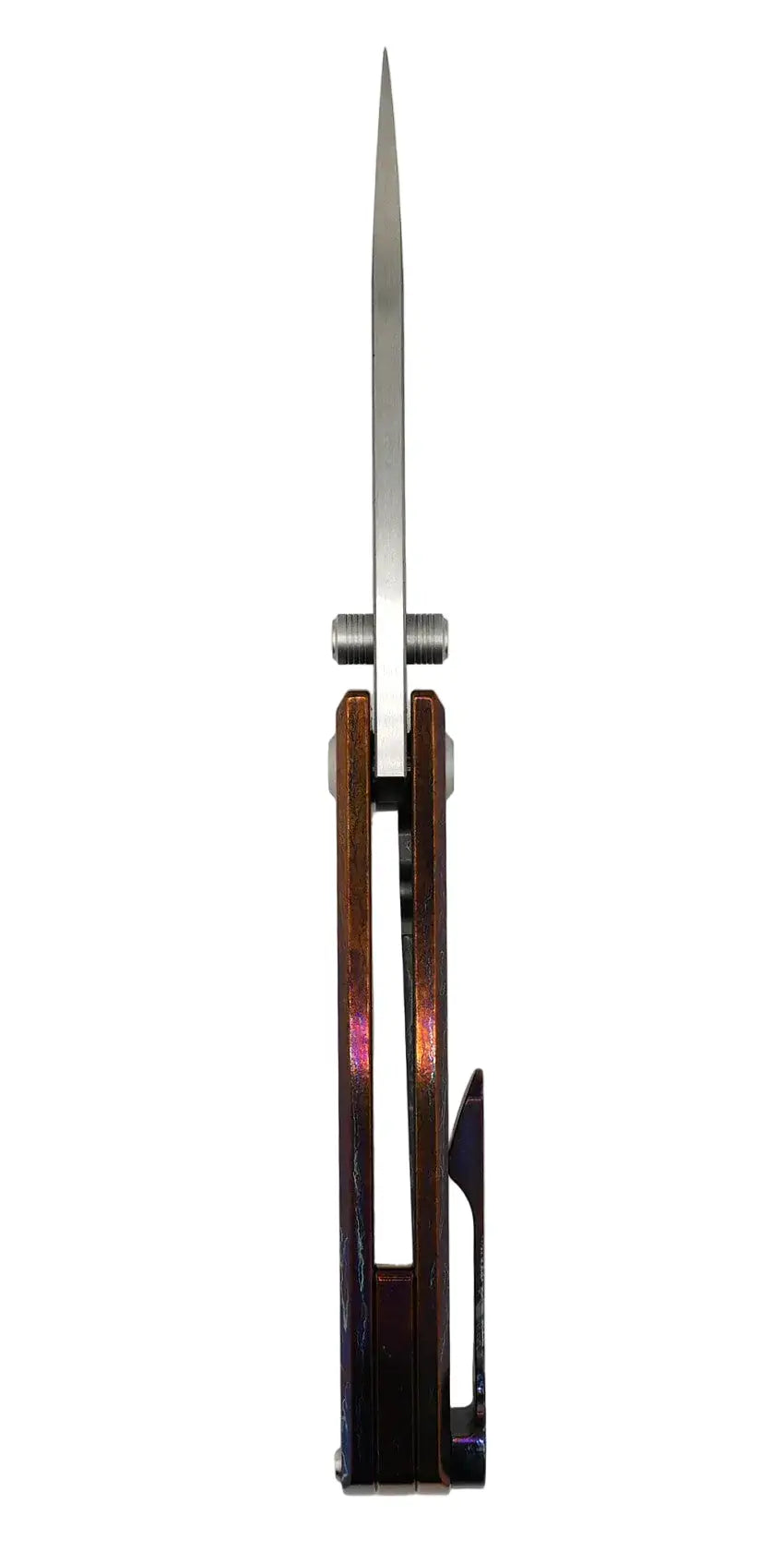Custom Chaves Knives RCK9 Frame Lock Knife Heat Antropic Titanium 3.25" Satin M390 (Poison Dart)