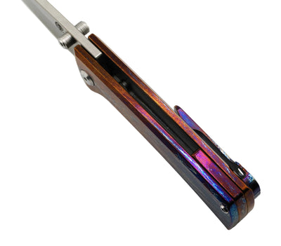 Custom Chaves Knives RCK9 Frame Lock Knife Heat Antropic Titanium 3.25" Satin M390 (Poison Dart)