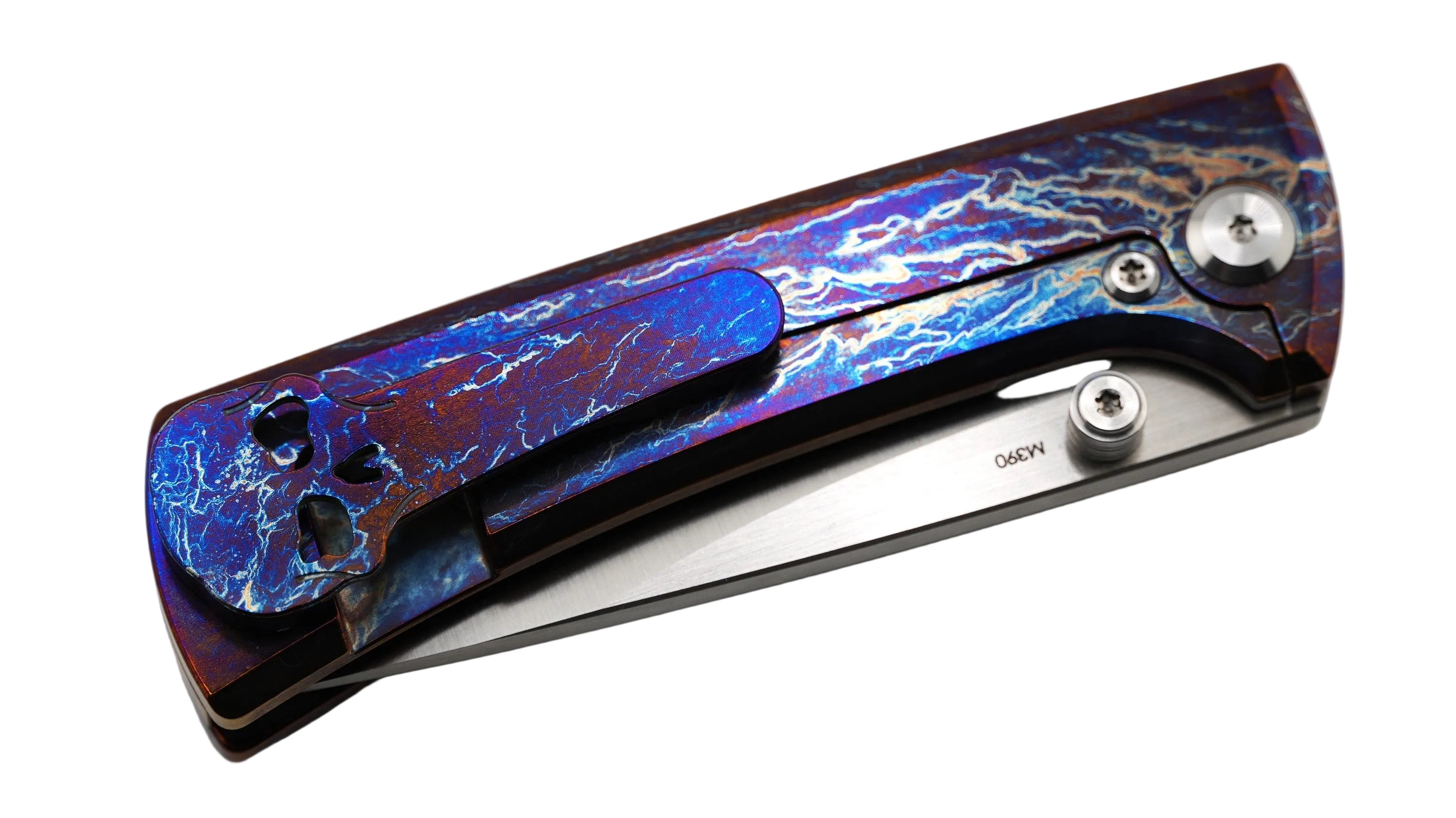 Custom Chaves Knives RCK9 Frame Lock Knife Heat Antropic Titanium
