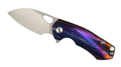 Custom GiantMouse ACE Riv Ti Framelock Heat Anodized Titanium Folding Knife