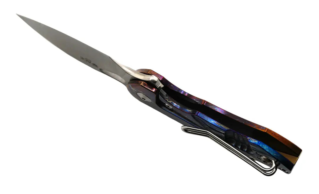 Custom GiantMouse ACE Riv Ti Framelock Heat Anodized Titanium Folding Knife