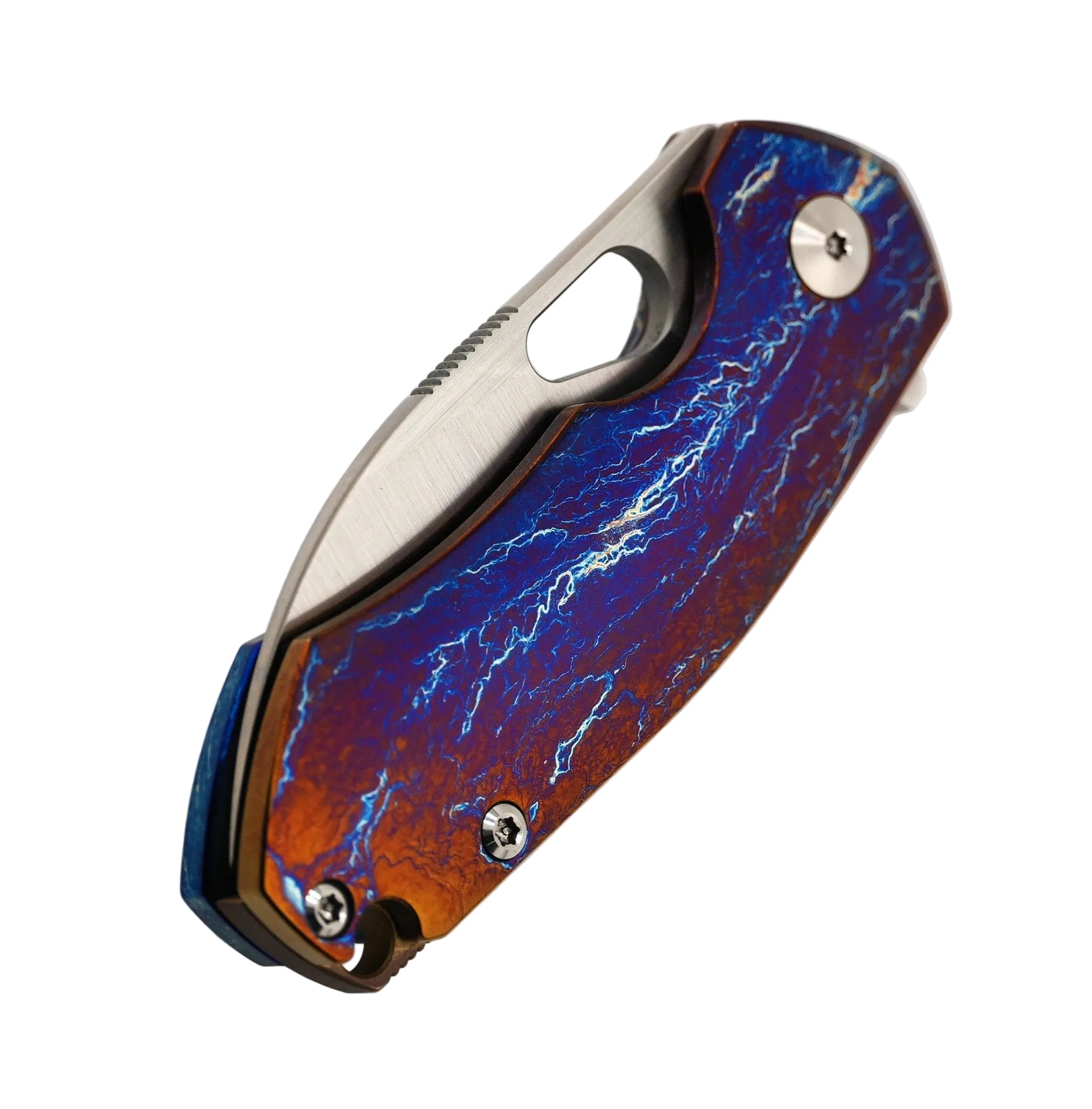 Custom GiantMouse ACE Riv Ti Framelock Heat Anodized Titanium Folding Knife