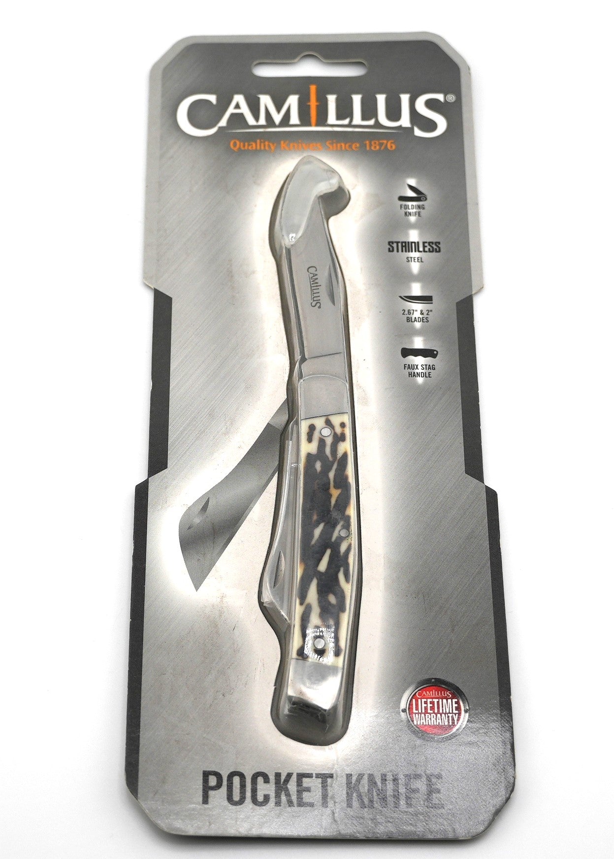 Camillus Pocket Knife 2.67" & 2" Blade w/ Faux Stag Handle Folding Knife