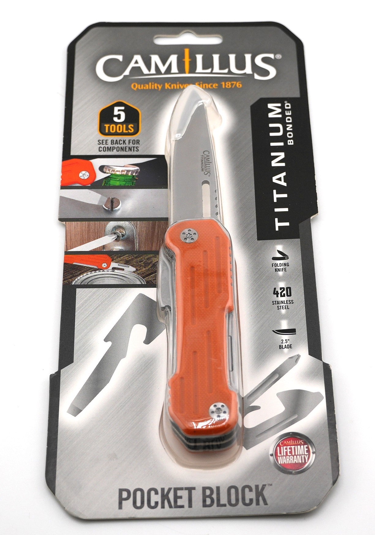 Camillus Pocket Block 2.5" Orange G10 Folding Knife