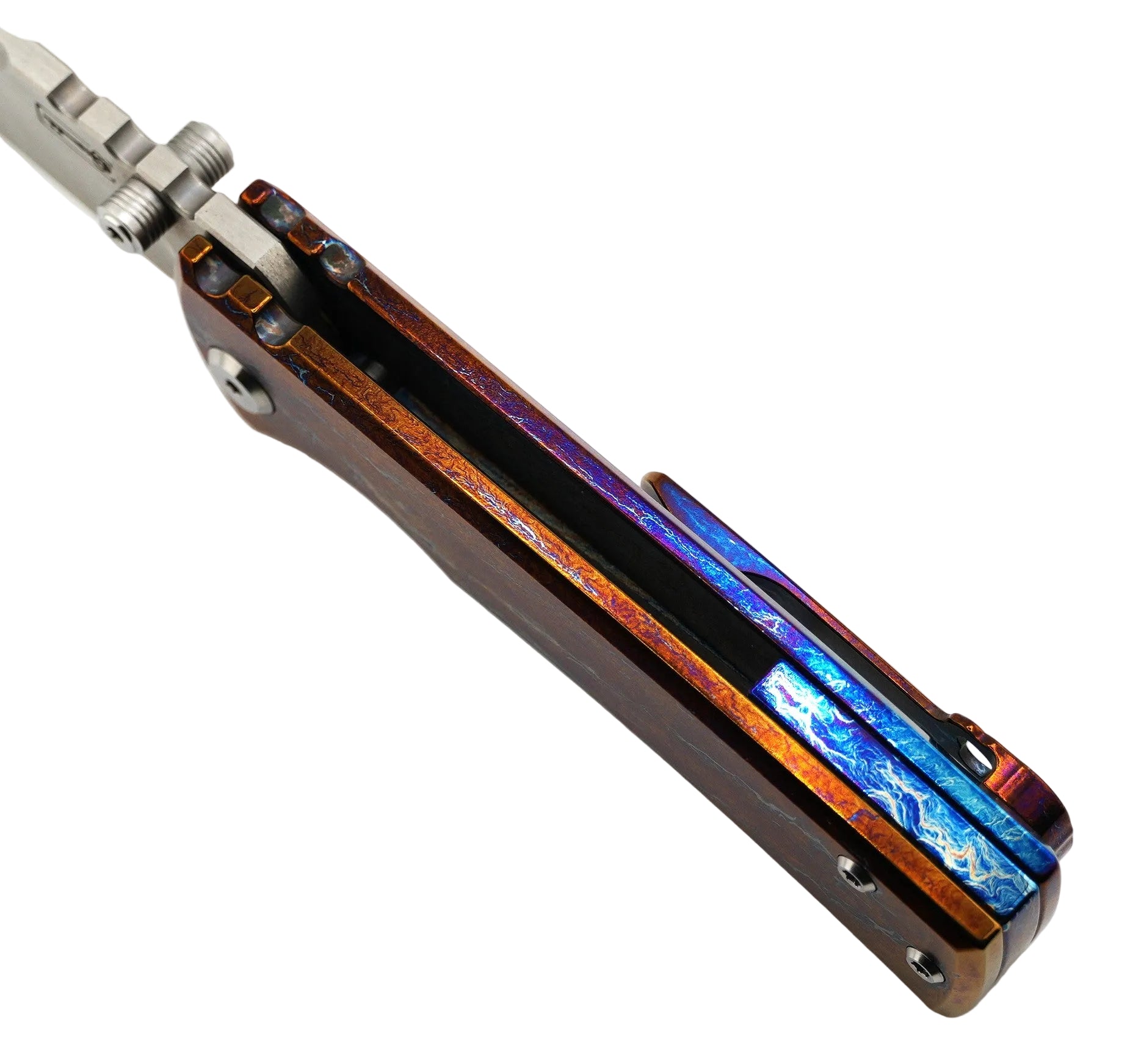 Custom Chaves Redencion Street Titanium Tanto Knife "Oil Spill"