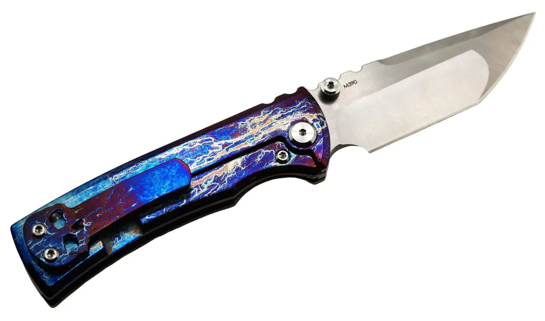 Custom Chaves Redencion Street Titanium Tanto Knife "Oil Spill"