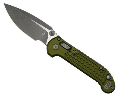 Microtech LUDT RAM-LOK Manual Folding Knife 3.45" M390MK Apocalypse Single Edge OD Green Frag Aluminum Handles