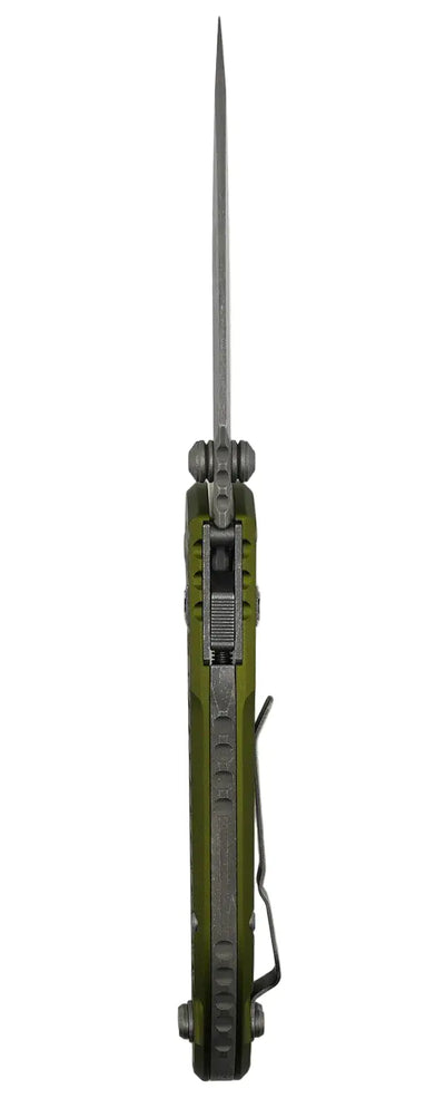 Microtech LUDT RAM-LOK Manual Folding Knife 3.45" M390MK Apocalypse Single Edge OD Green Frag Aluminum Handles