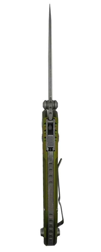 Microtech LUDT RAM-LOK Manual Folding Knife 3.45" M390MK Apocalypse Single Edge OD Green Frag Aluminum Handles