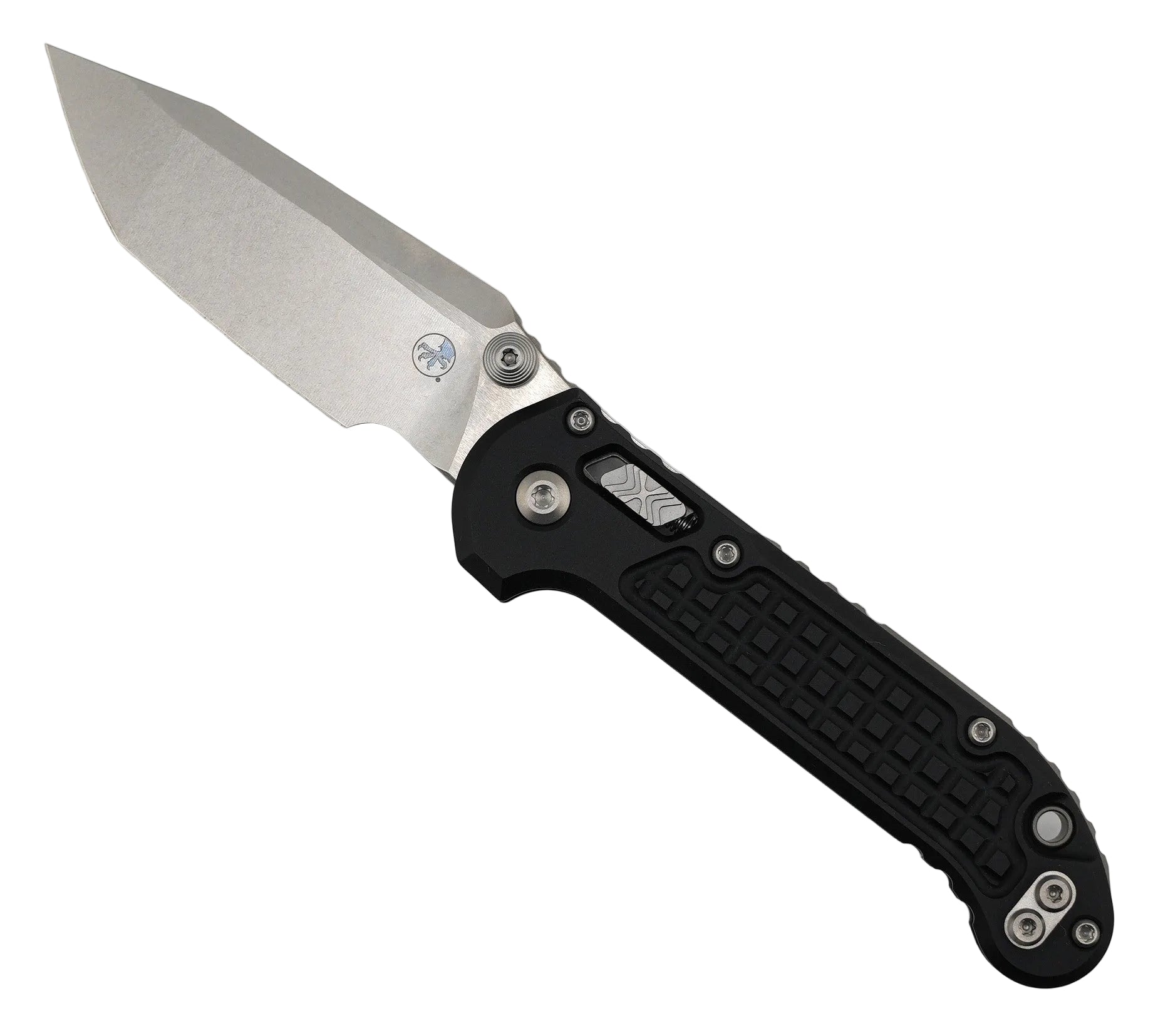 Microtech LUDT RAM-LOK Manual Folding Knife 3.45" M390MK Stonewashed Tanto Black Frag Aluminum Handles