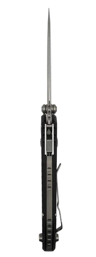 Microtech LUDT RAM-LOK Manual Folding Knife 3.45" M390MK Stonewashed Tanto Black Frag Aluminum Handles