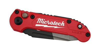 Microtech 1136-1MWS LUDT Gen III Auto Folding Knife 3.45" M390MK Two-Tone Tanto Blade, Milwaukee Red Aluminum Handle