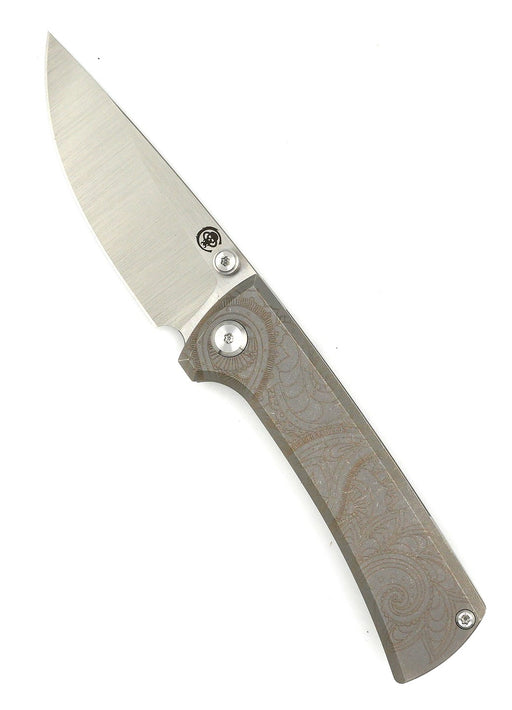 Custom Chaves Knives RCK9 Frame Lock Knife Titanium w/Paisley Engraving (3.25" Satin M390) from NORTH RIVER OUTDOORS