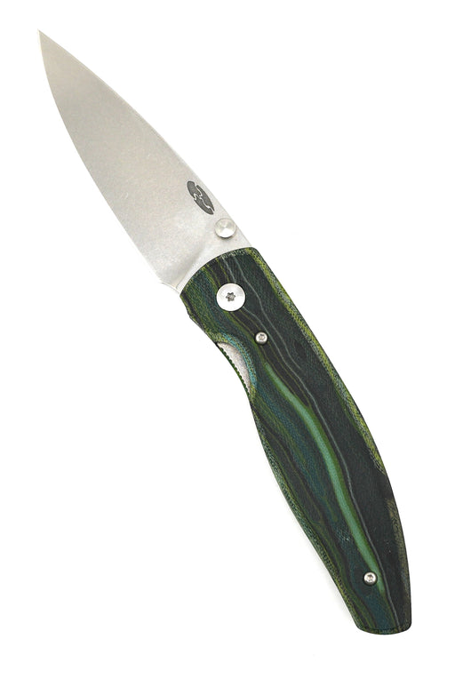 TRM ATOM Folding Knife Custom G-Carta Scales with extra OD Green Micarta Scales 3.5" Drop Point from NORTH RIVER OUTDOORS